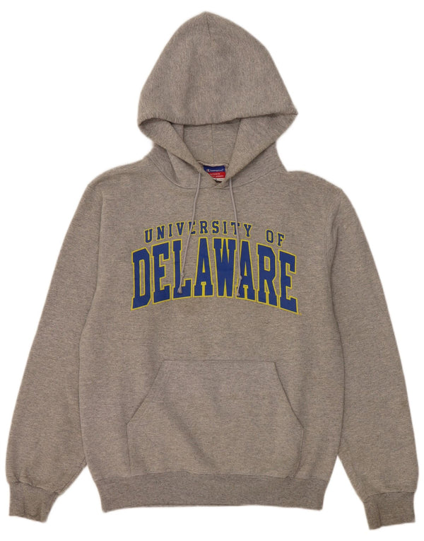 Jumper com capuz gráfico Champion masculino University of Delaware pequeno cinza