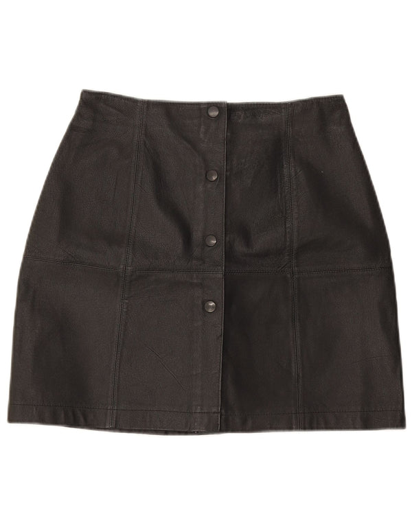 Mini saia de couro feminina vintage W25 XS couro preto