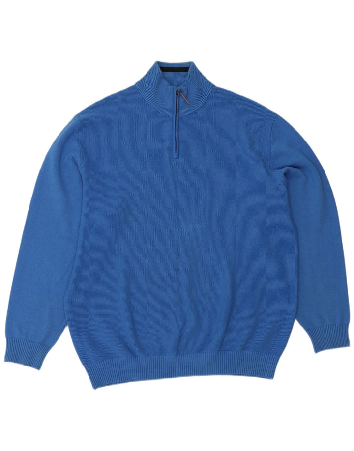 Suéter masculino Paco com zíper e gola 2XL algodão azul