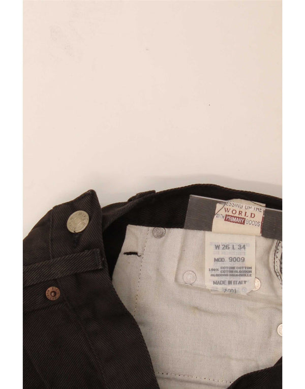 Rifle feminino jeans reto W26 L34 algodão preto