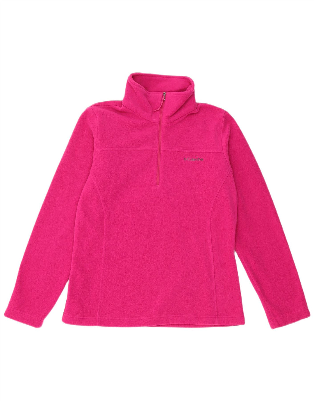 Suéter de lã feminino Columbia com zíper e gola UK 10 pequeno poliéster rosa