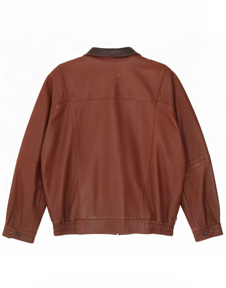 Jaqueta de couro bomber masculina vintage Reino Unido 40 grande marrom