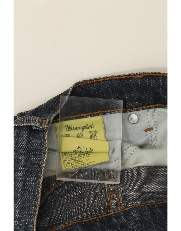 WRANGLER Masculino Texas Stretch Straight Jeans W34 L32 Azul Algodão