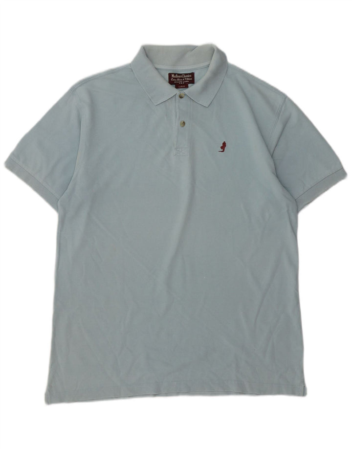 Camisa polo masculina Marlboro Classics grande algodão azul