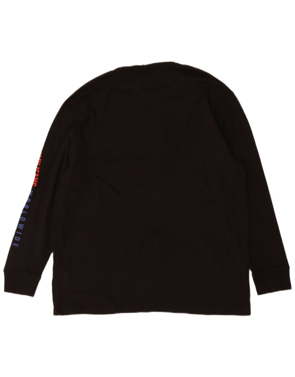 Tommy Hilfiger Camiseta masculina gráfica manga comprida médio algodão preto