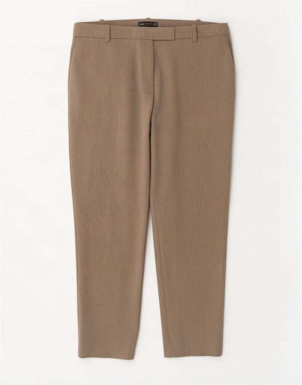 Calça feminina Marks & Spencer de terno reto Reino Unido 18 XL W38 L27 bege