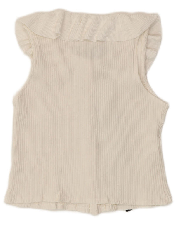 Blusa feminina sem mangas Zara Reino Unido 8 pequena branca