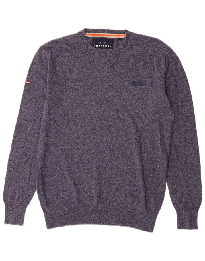 Suéter masculino Superdry com gola redonda e algodão azul marinho médio