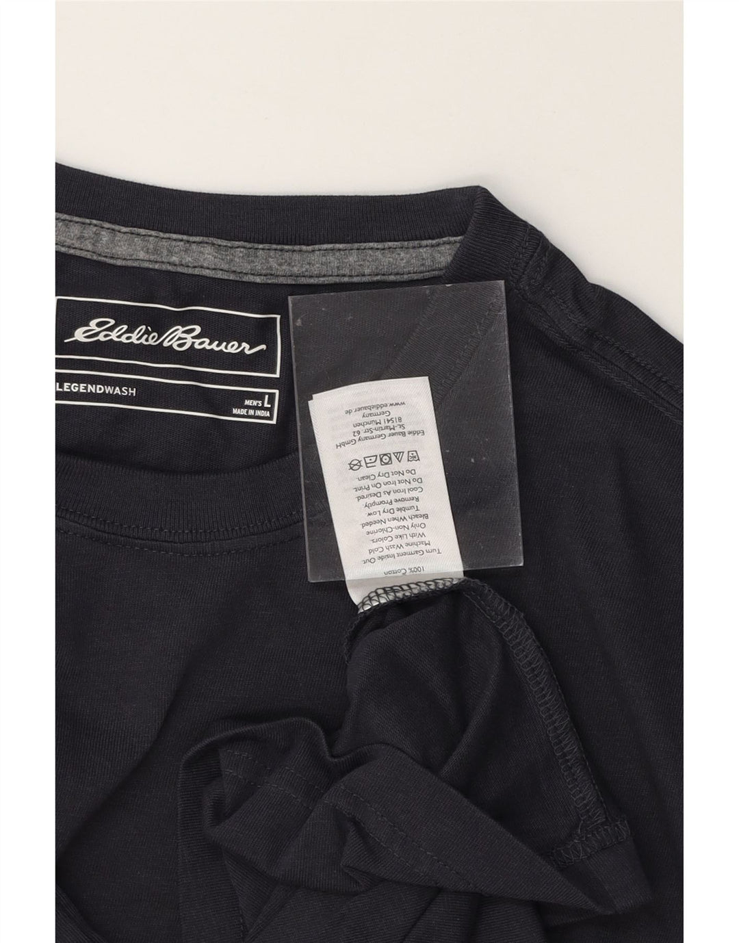 EDDIE BAUER Mens T-Shirt Top Large Navy Blue Cotton Vintage Eddie Bauer and Second-Hand Eddie Bauer from Messina Hembry 