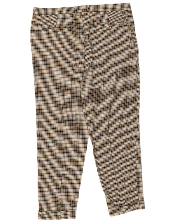 Zara Calça Chino Masculina Pegged EU 46 XL W36 L27 Marrom Houndstooth Viscose