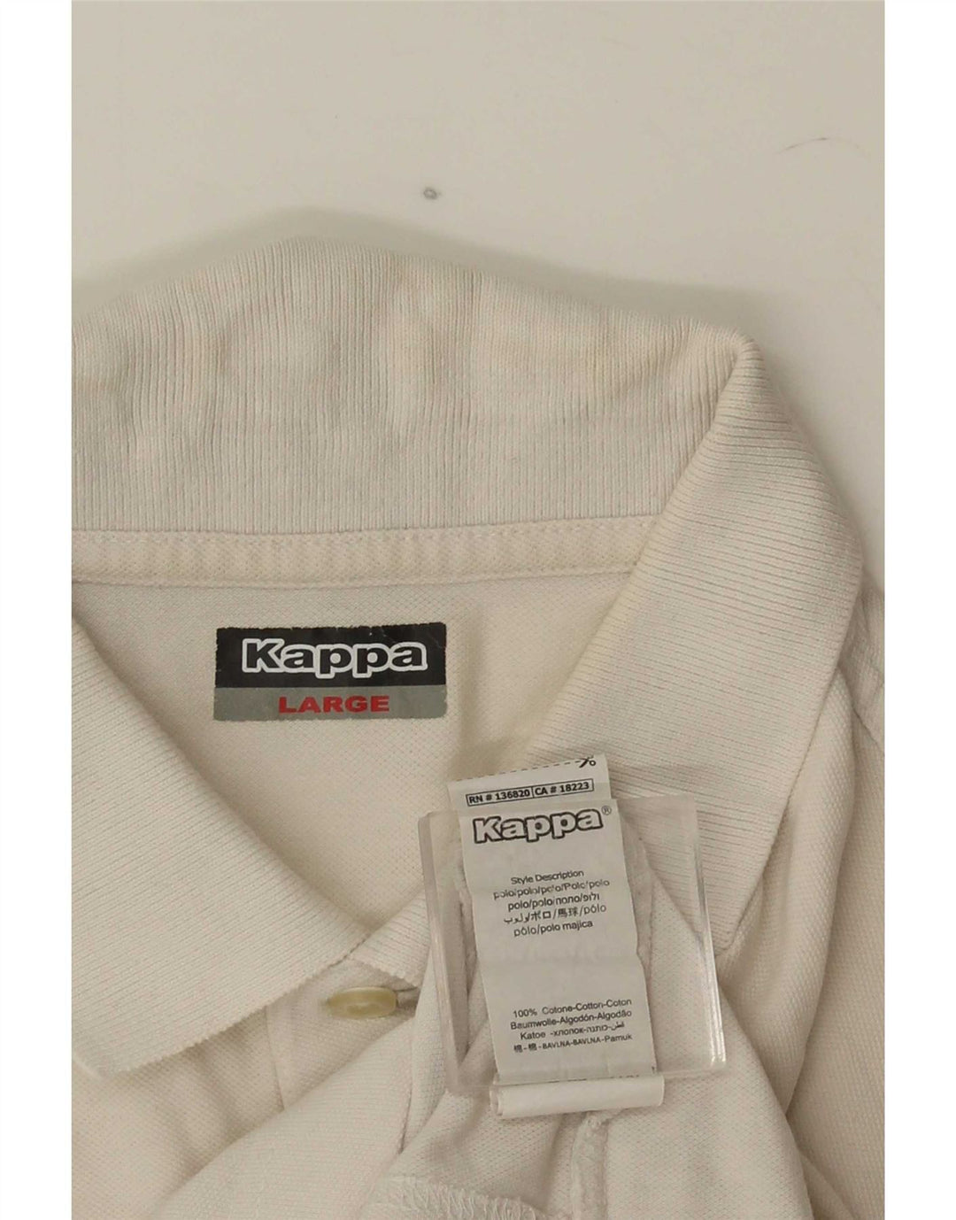 Camisa polo masculina Kappa gráfica grande algodão branco