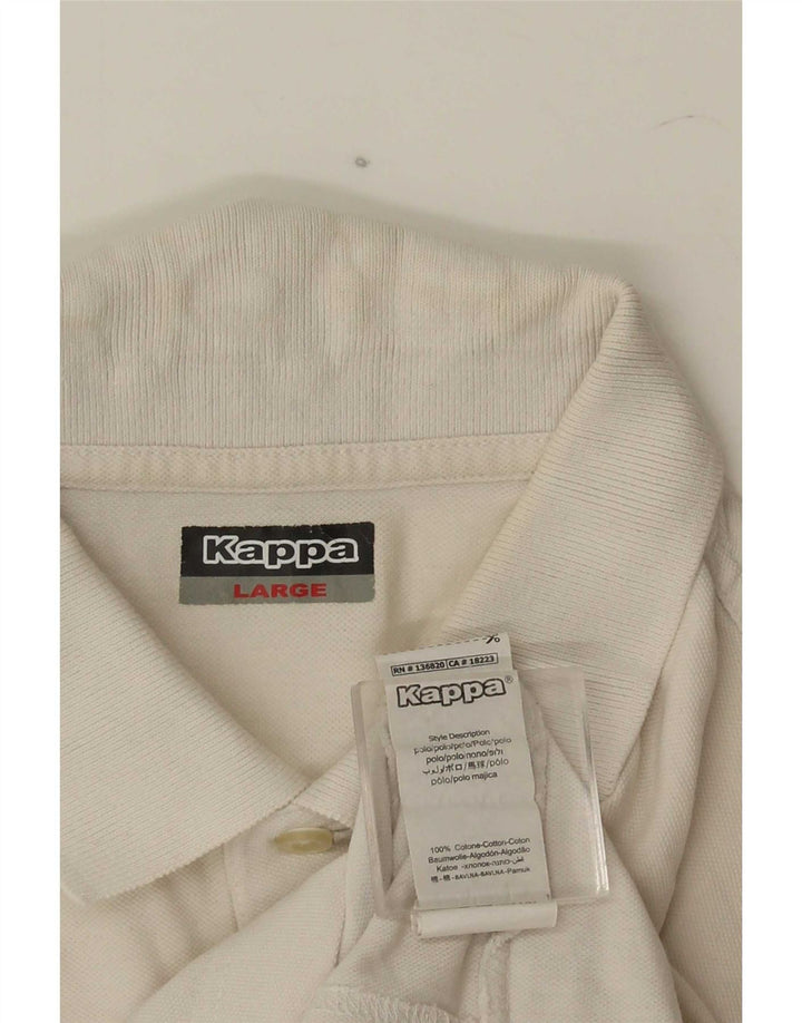 Camisa polo masculina Kappa gráfica grande algodão branco