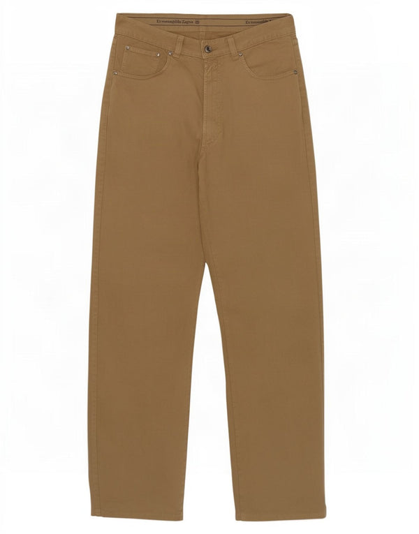 Ermenegildo Zegna Calça masculina reta casual W34 L30 algodão bege