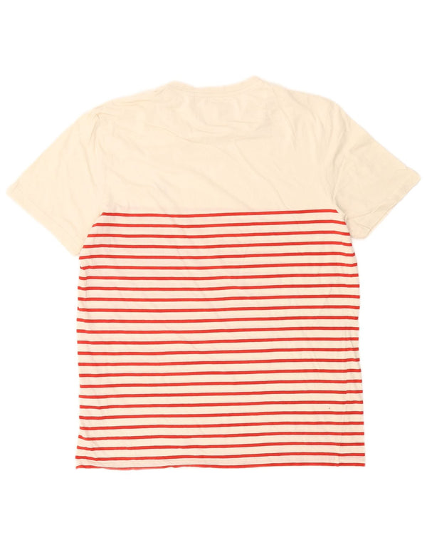 Lyle & Scott Camiseta masculina grande de algodão listrado branco