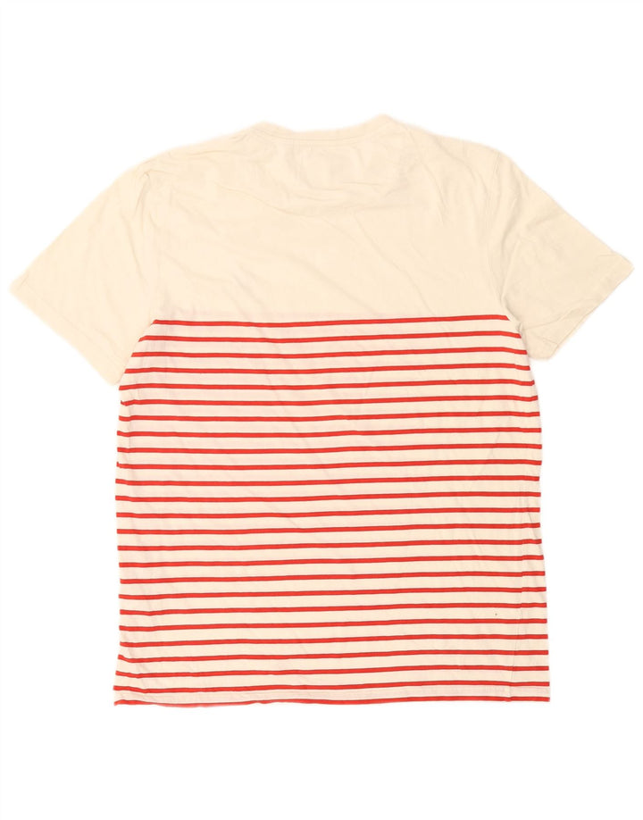 Lyle & Scott Camiseta masculina grande de algodão listrado branco