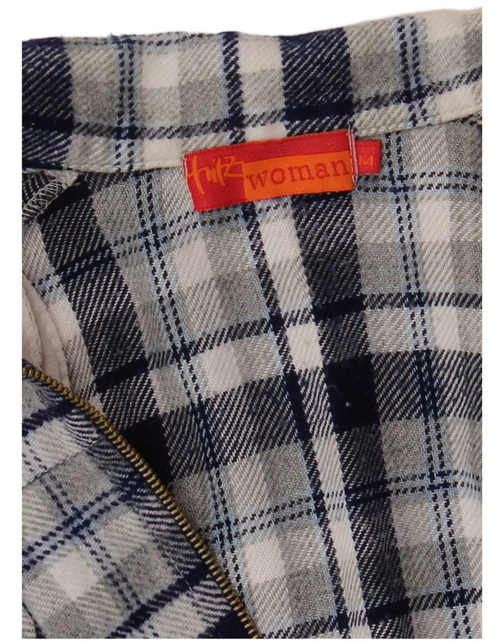 Camisa feminina de flanela com ajuste relaxado Fritzi Reino Unido 14 xadrez azul marinho médio