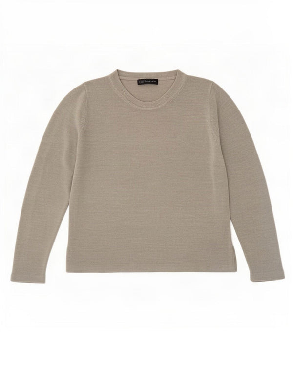 Suéter feminino Marks & Spencer com gola redonda Reino Unido 16 grande cinza acrílico