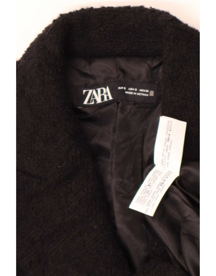 Jaqueta blazer feminina Zara Longline Double Breasted Reino Unido 10 pequena preta