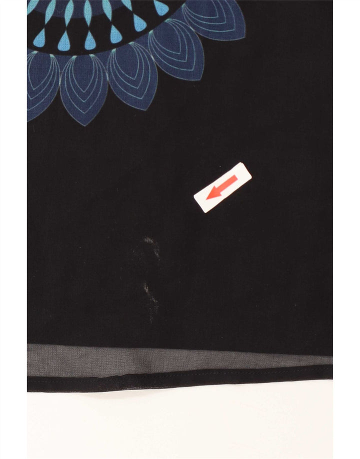 Desigual Vestido túnica feminino gráfico assimétrico UE 38 médio preto geométrico
