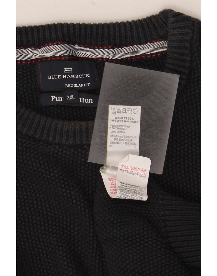 Suéter masculino Marks & Spencer Blue Harbor com gola redonda 2XL azul marinho