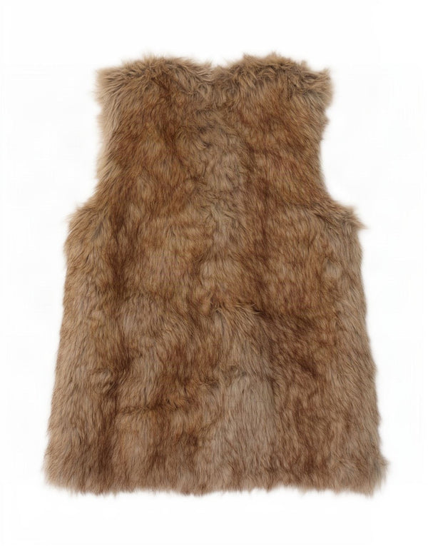 Zara Feminino Trafaluc Faux Fur Gilet UK 12 Médio Bege Acrílico