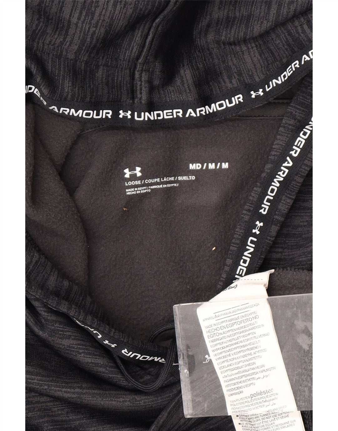 UNDER ARMOUR Suéter feminino com capuz e colheita UK 14 Poliéster manchado cinza médio