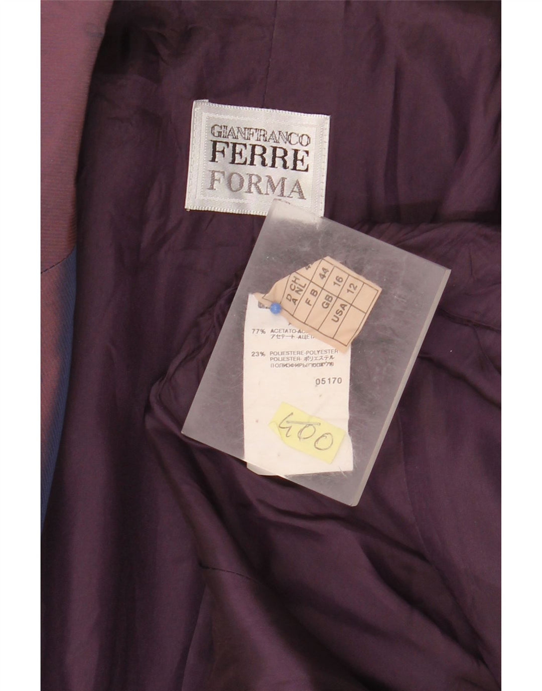 Jaqueta blazer feminina GIANFRANCO FERRE com 2 botões Reino Unido 16 grande roxo floral