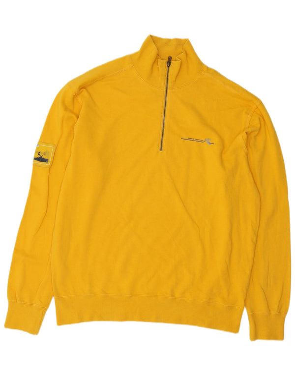 Suéter masculino Sergio Tacchini com zíper e gola XL de algodão amarelo