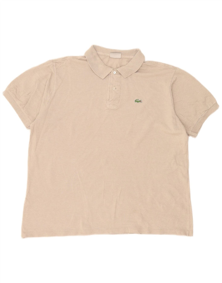 Camisa polo masculina Lacoste tamanho 7 2XL algodão bege