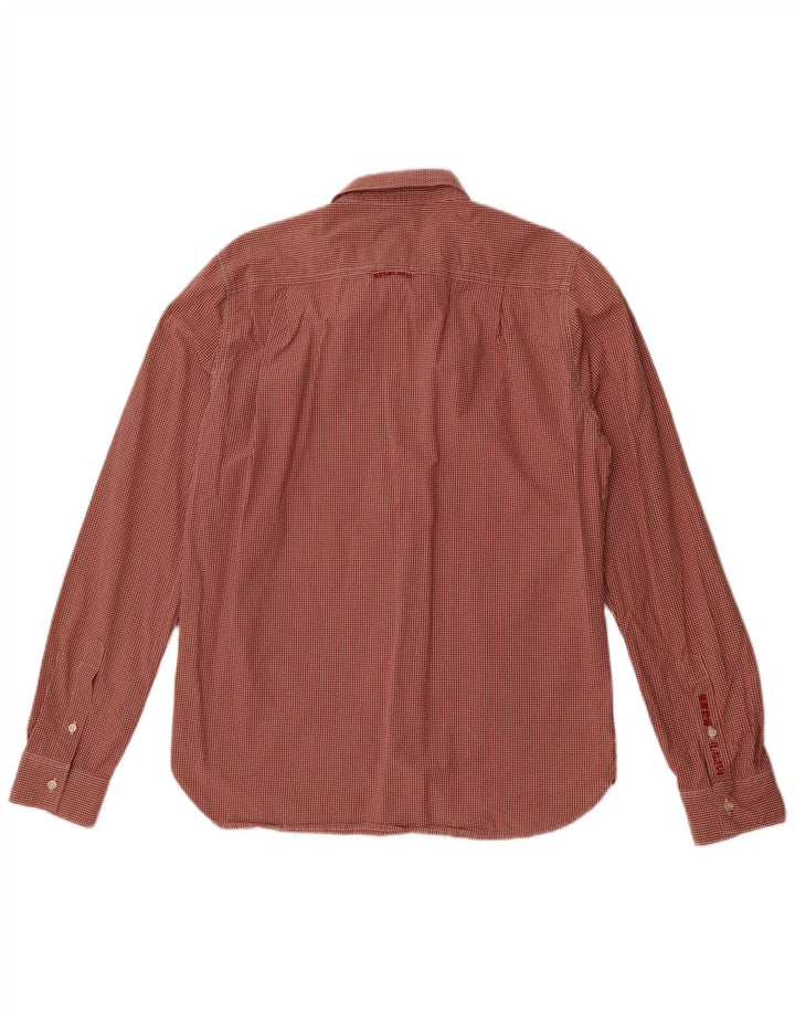 Camisa masculina Superdry grande algodão guingão vermelho