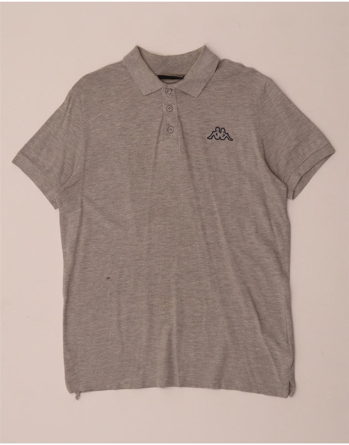 Camisa polo masculina Kappa algodão manchado cinza médio