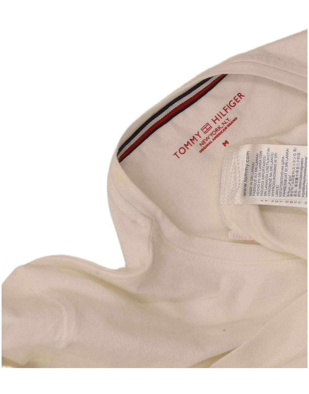 Camiseta feminina TOMMY HILFIGER UK 14 algodão branco médio