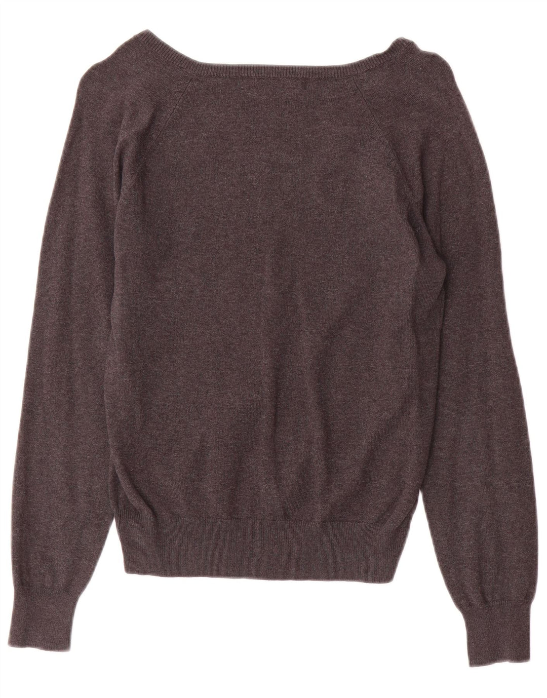 Suéter feminino Zara com decote em V Reino Unido 12 algodão cinza médio