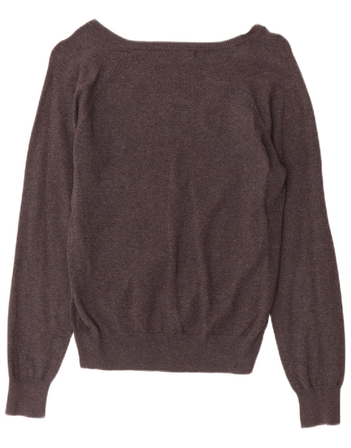 Suéter feminino Zara com decote em V Reino Unido 12 algodão cinza médio