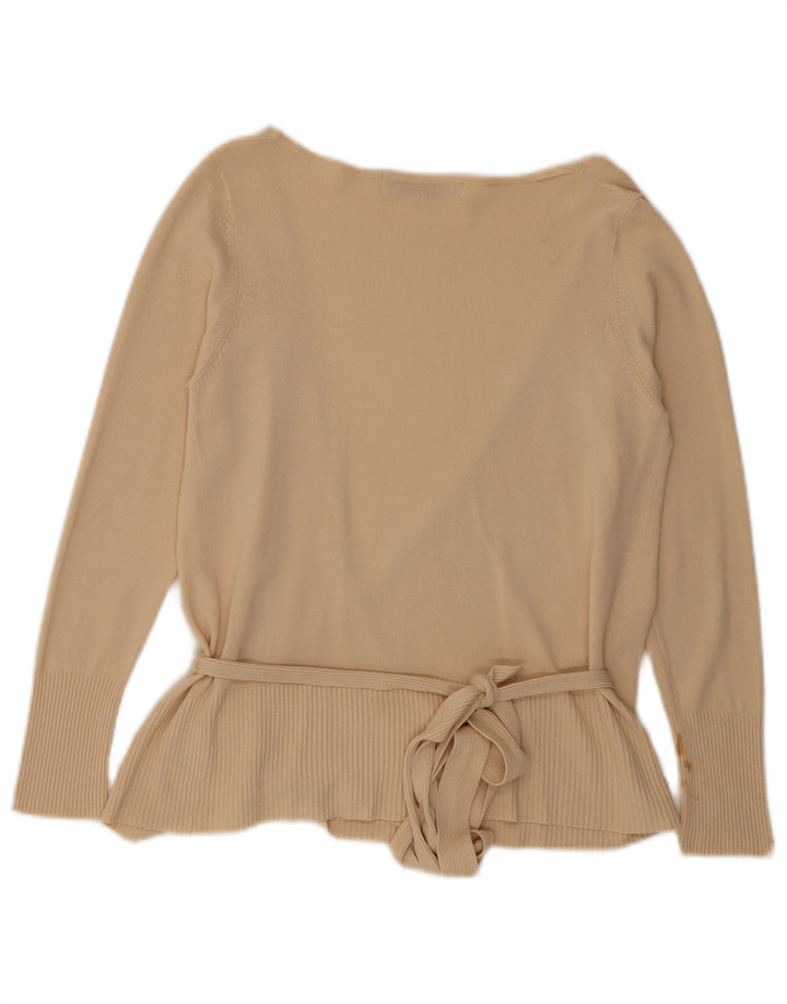 Zara Womens Wrap Cardigan Top Reino Unido 12 Médio Bege Rayon