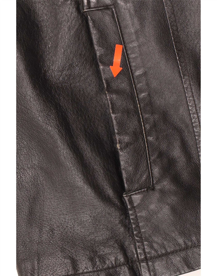 Jaqueta de couro masculina Henry Morell IT 50 grande preta