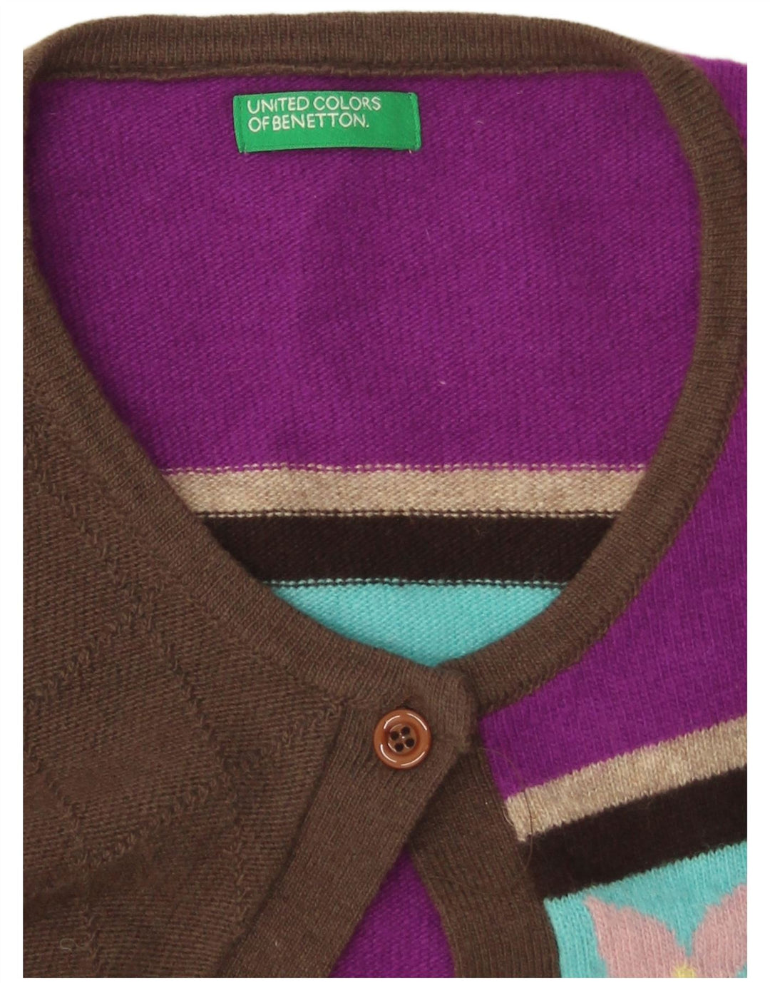 Suéter cardigã feminino manga 3/4 Benetton UK 12 médio multicolorido