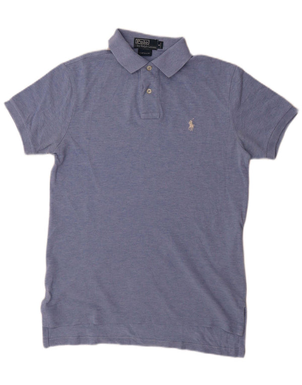 Polo Ralph Lauren Mens Custom Fit Camisa Pequena Azul Algodão