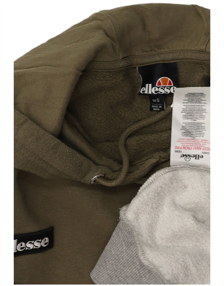 ELLESSE Suéter masculino com capuz gráfico pequeno cáqui algodão colorido