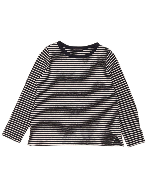 Top feminino MARKS & SPENCER manga comprida UK 14 grande listrado azul marinho