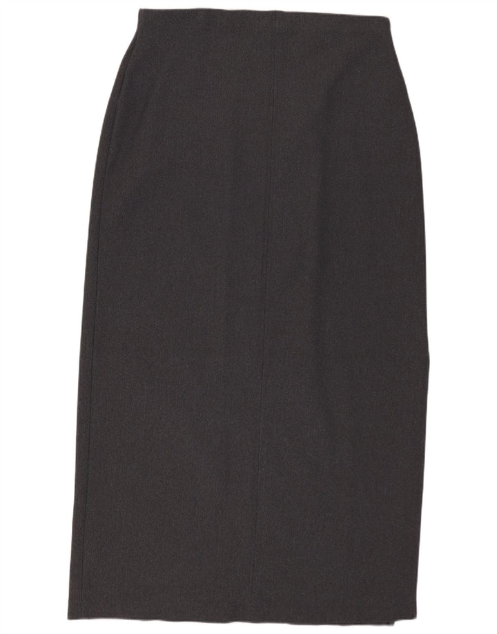 Saia midi feminina Marks & Spencer UK 16 grande W32 cinza nylon