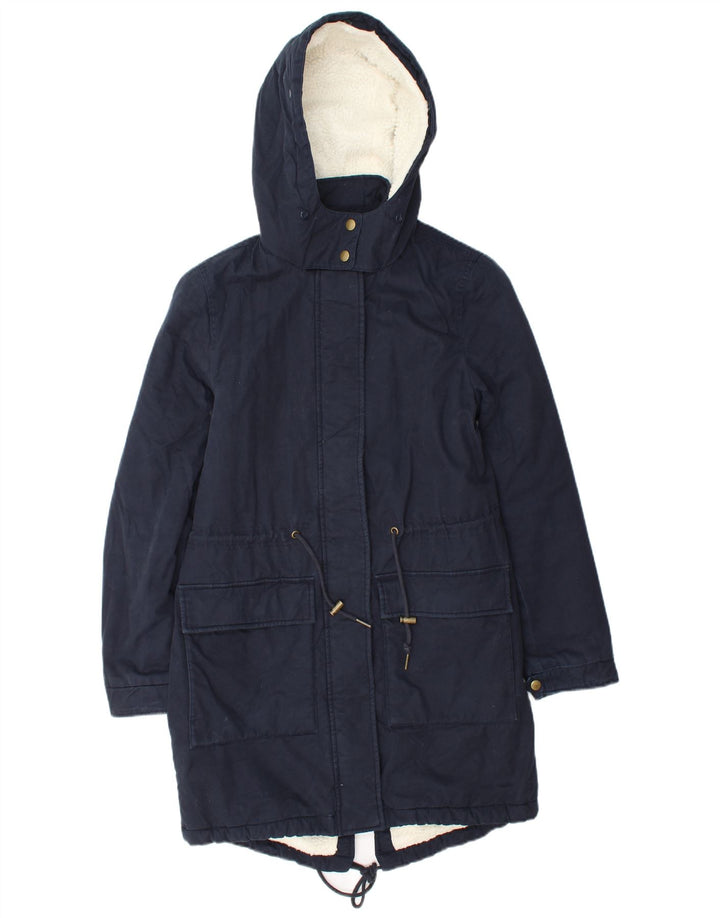 Jaqueta Parka masculina com capuz grande Marks & Spencer Reino Unido 8 pequena azul marinho