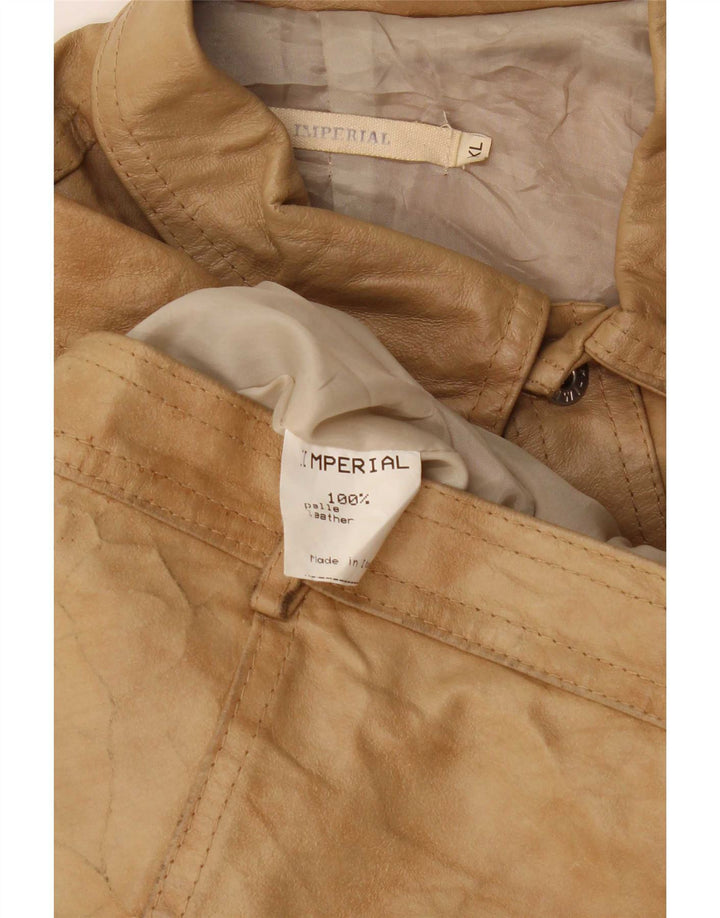 Jaqueta de couro feminina imperial UK 18 XL bege