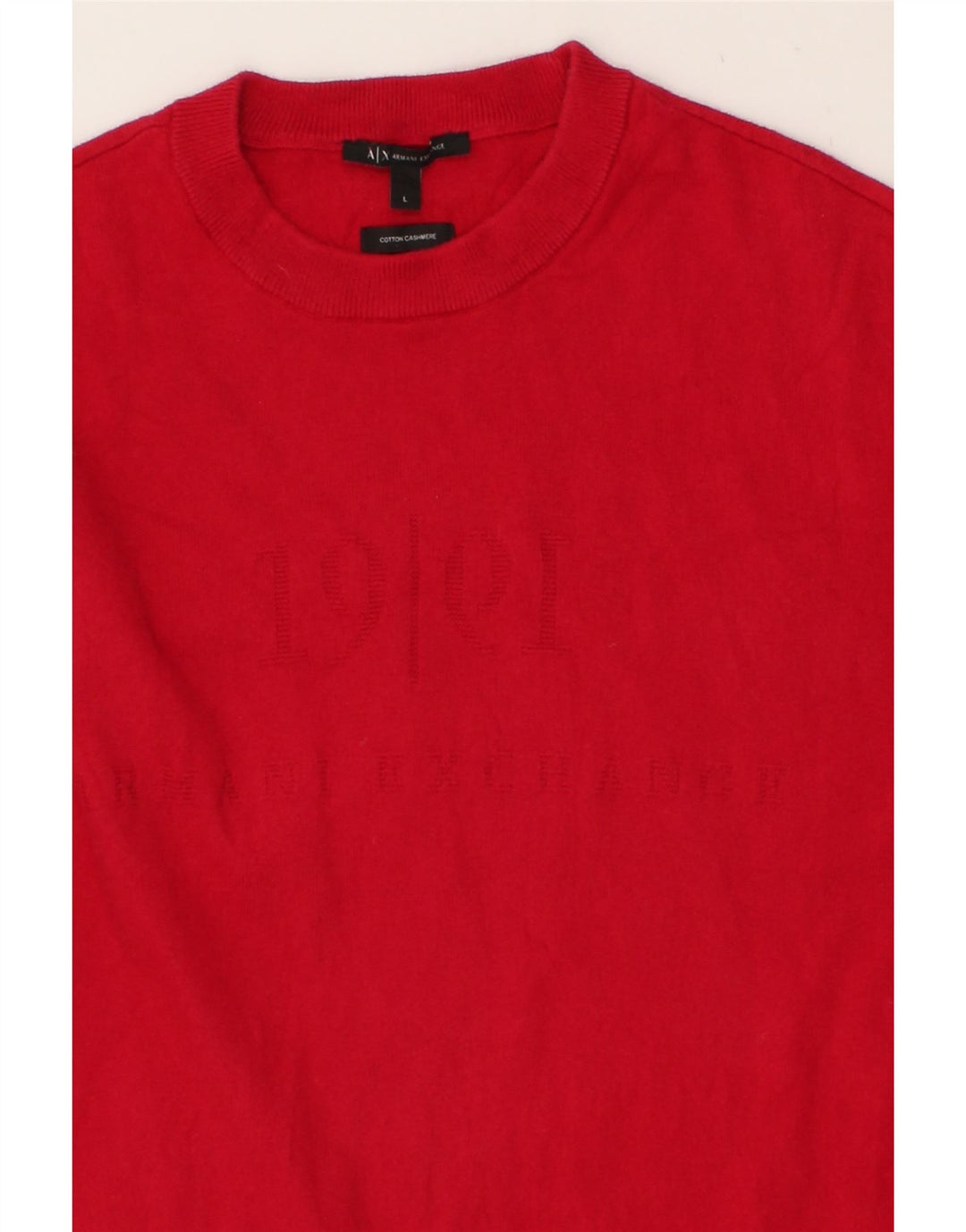 ARMANI EXCHANGE Suéter masculino com gola redonda e grande algodão vermelho