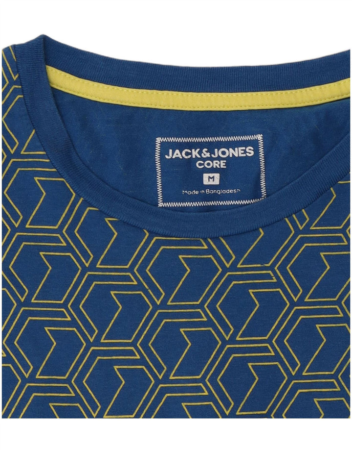 Camiseta gráfica masculina Jack & Jones Top médio azul geométrico