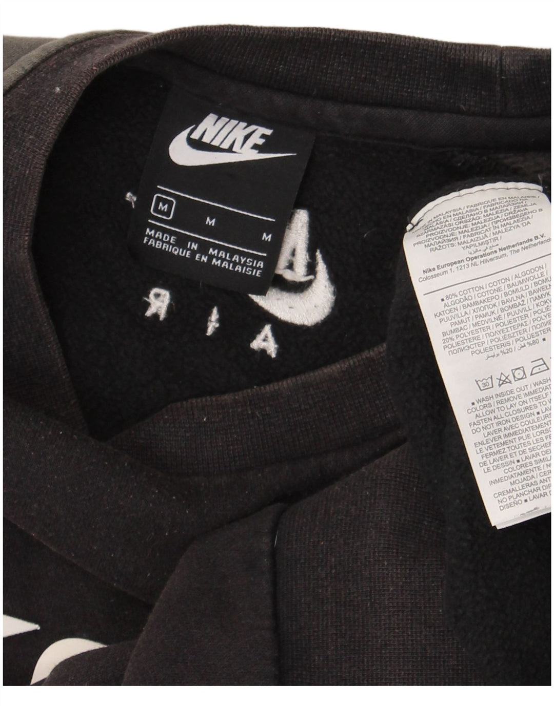 Nike masculino gráfico moletom jumper médio algodão preto