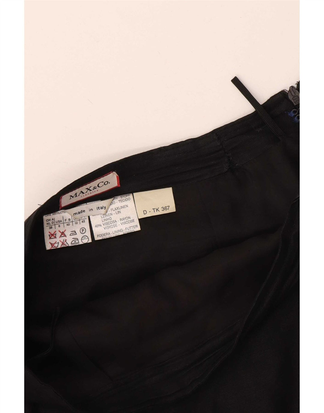 Minissaia feminina Max & Co. Reino Unido 10 pequena W28 linho preto