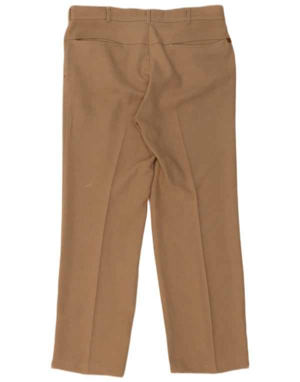 Calça masculina reta casual Farah W34 L29 poliéster bege
