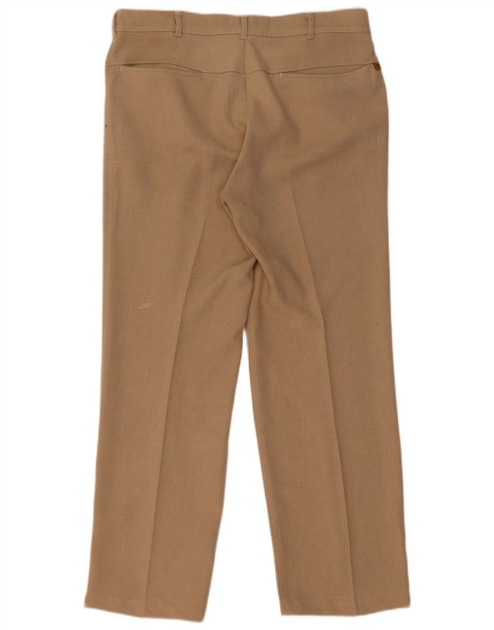 Calça masculina reta casual Farah W34 L29 poliéster bege