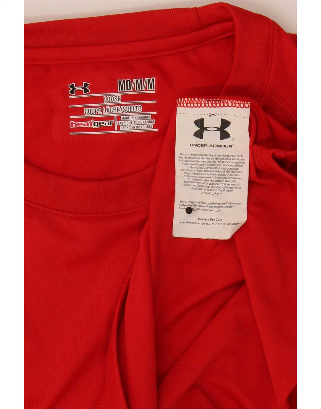 Camiseta masculina Under Armour Heat Gear superior poliéster vermelho médio
